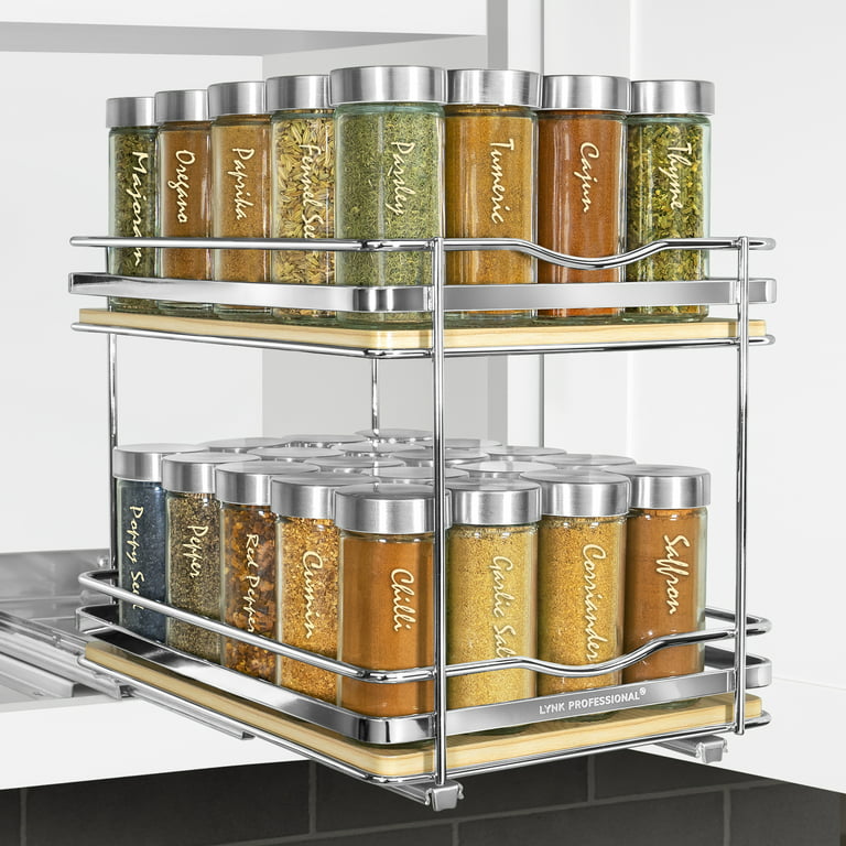 LYNK PROFESSIONAL 4-1/4 Wide Pull Out Spice Rack Organizer for Cabinet,  Slide Out Shelf, Chrome