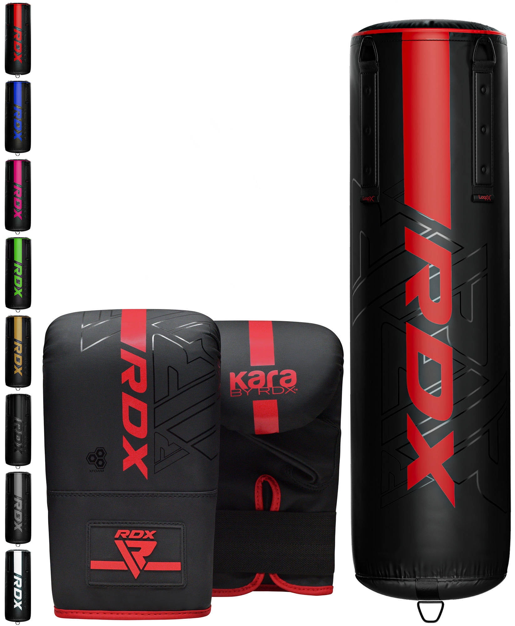 RDX Punch Bag 60lb&80lb, Leather Adult Punch Bag and Boxing Gloves, 5ft, Red