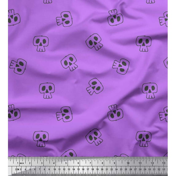 Soimoi Purple Rayon Fabric Skull Skull Decor Fabric Printed Yard 42 Inch Wide
