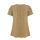 thumbnail image 5 of Camisetas Casuales de Manga Corta de las Mujeres con Cuello en V, Cuello Redondo, Color Sólido Blusa Ligera de Poliéster, 5 of 7