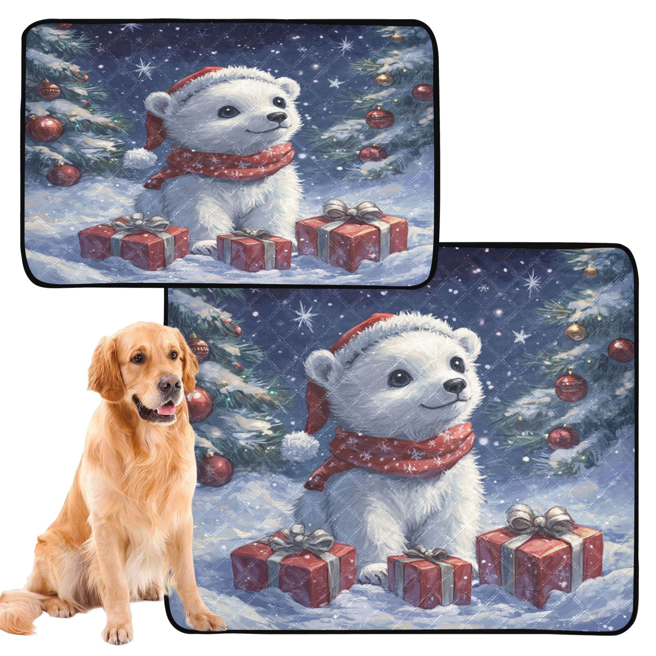 Qxltty A Cute White Polar Bear Cat litter Pads Pet Set of 3 Diaper Mats Center Anti-leakage Layer Absorbent Soft and Comfortable