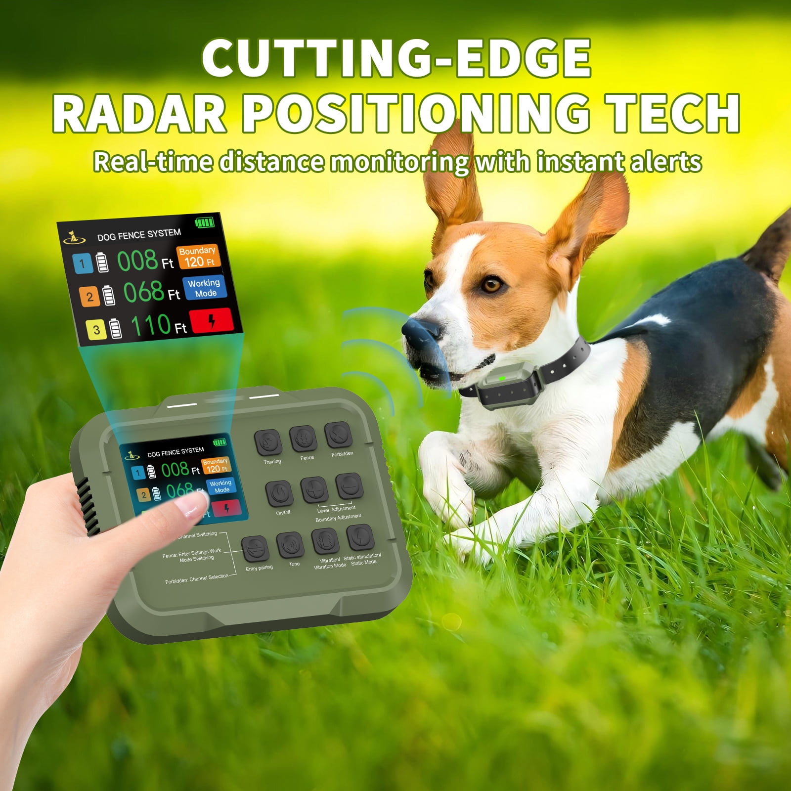 Pawious Wireless Dog Fence and Forbidden Area F910PLus - High Precision Wireless Containment System, Real-Time Monitoring for Up to 5 Acre Coverage Area