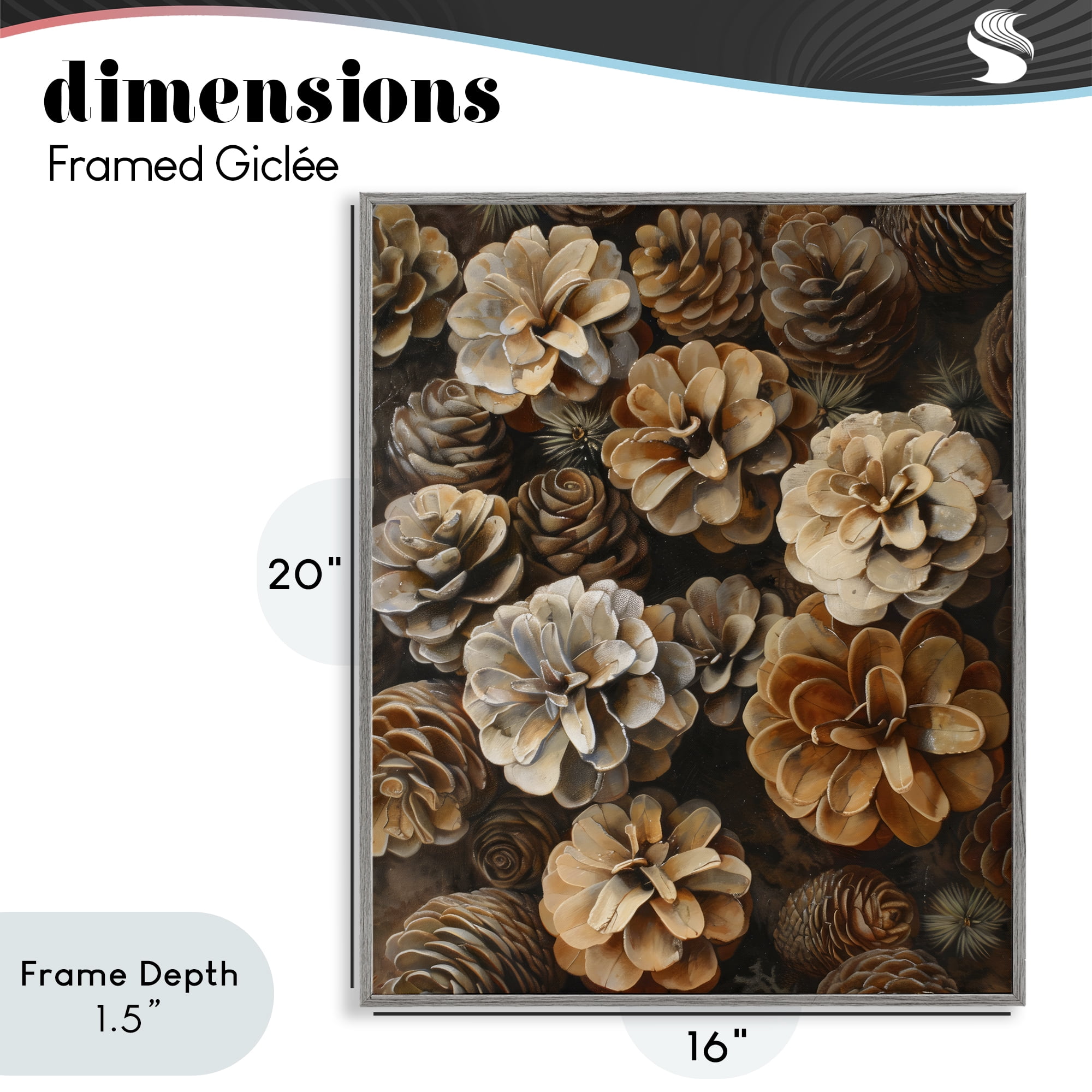 Stupell Industries Pinecone Arrangement Rustic Botanicals Gray Framed Giclee Art, design by Creative Studio