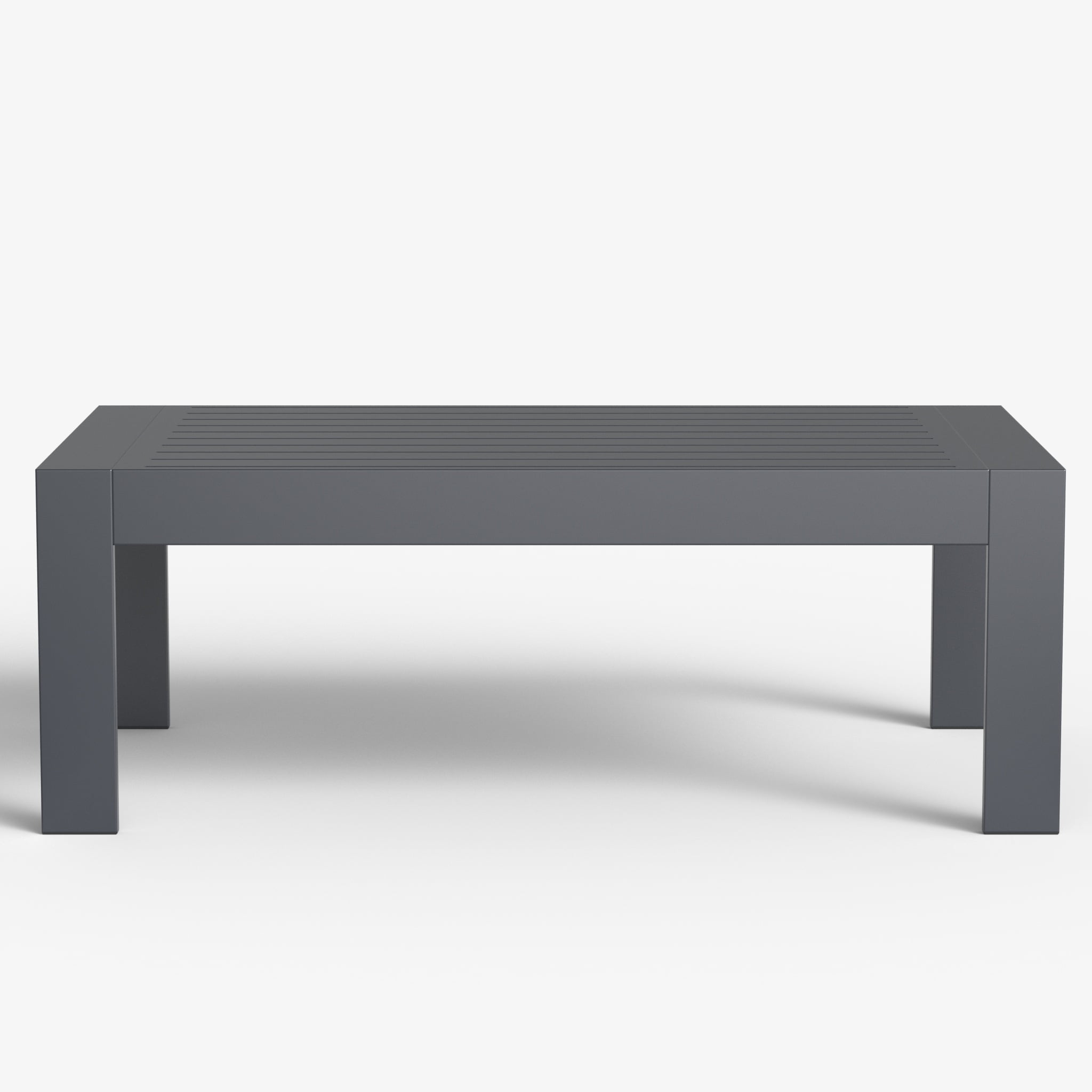 LayinSun Aluminum Outdoor Patio Coffee Table Modern Rectangle All-Aluminum End Table with Metal Frame