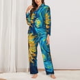 thumbnail image 2 of Rateoe Starry Sunflower Dreamscape Pattern Womens Pajamas Set Long Sleeve Sleepwear Button Down Nightwear Soft Cotton Pj Lounge Sets-Medium, 2 of 7