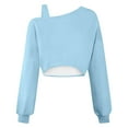 thumbnail image 7 of CheerKidz Women Fashion Asymmetrical Off Shoulder Long Sleeve Oversized Sweatshirt Cropped Casual Top Comfortable Loose Fit Trendy Streetwear Soft Breathable Everyday Wear(Light Blue,2XL), 7 of 7