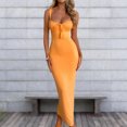 thumbnail image 4 of Vestido ajustado para mujer Cuello redondo Ranura lateral Y2K Estilo sexy Traje de vacaciones sin espalda FLhrweasw Para estrenar, 4 of 7