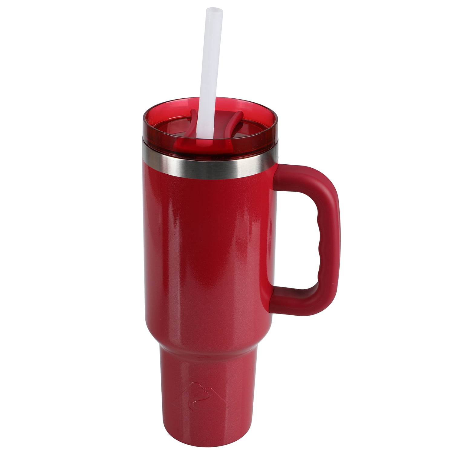 Ozark Trail 40 oz Insulated Tumbler with Straw Lid, Red Shimmer