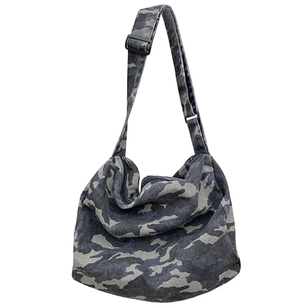 (Envío Por La Mitad) Bolso Lona Literario Casual Japonés Bolso Hombro Camuflaje Forestal para Mujer Bolso Cruzado Retro Lavado Celebridades Internet