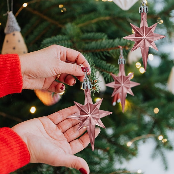Adorno para árbol de Navidad de ocho puntas - Oro rosa
