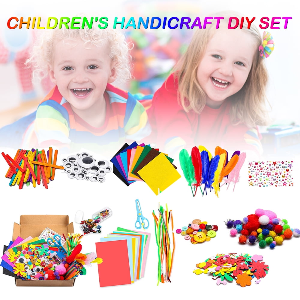 Hvxrjkn 1000 Pcs Fun and Easy Arts and Crafts Set for Kids Age 4-9