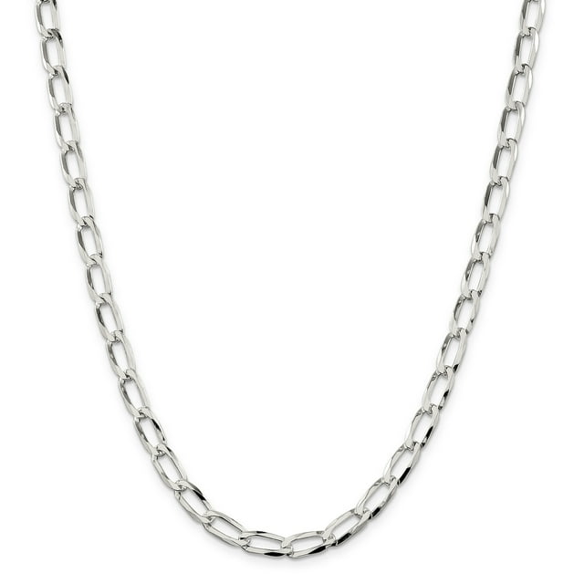 Sterling Silver 5.75mm Elongated Open Link Chain (Weight: 18.76 Grams, Length: 20 Inches)