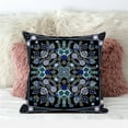 thumbnail image 2 of Paisley Leaf Geo Duo Throw Pillow with Removable Cover in Black Gray Midnight Blue 18x18, 2 of 4