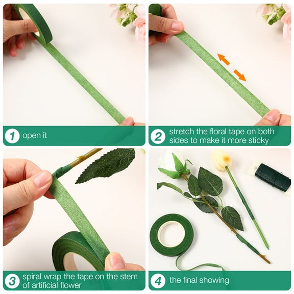 Yuangui Flower Arrangement Kit - 5 Green Florist Wire Rolls & Tapes