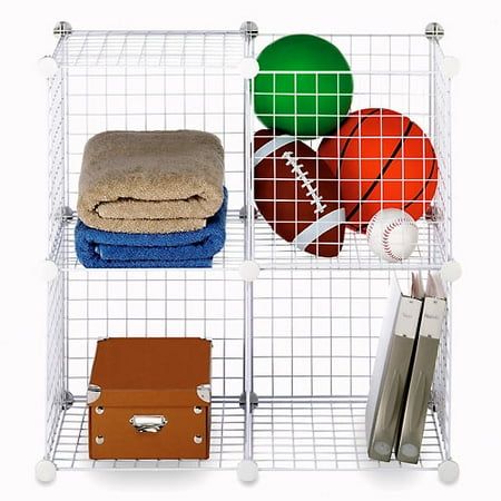 Whitmor White Wire Storage Cubes, Four Cubes Interlocked