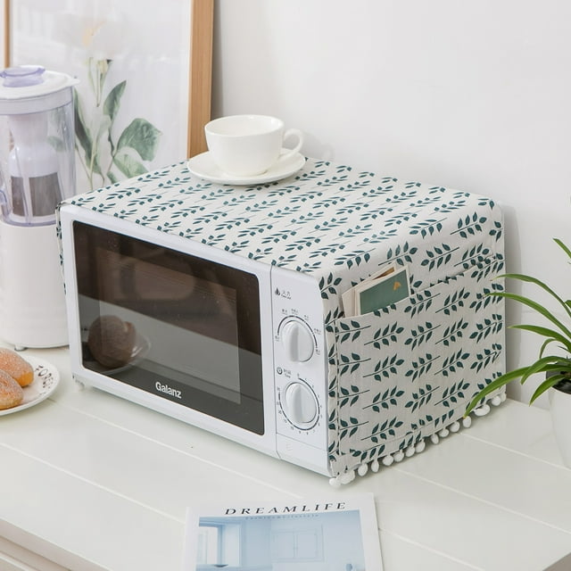 Nvzi Housse de Four à Micro-Ondes en Lin 1 Pce, Tissu de Housse de Four, Tissu en Coton Lin Résistant à l'Huile, Housse de Protection pour Four à Micro-Ondes 90 * 30cm (Vert)