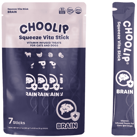 Choolip Vita Stick Brain Support Lickable Treats for Cats & Dogs, 3.7 oz (7 Sticks)