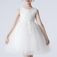 thumbnail image 4 of Vedolay Girls Crew Neck Sleeveless Lace Flower Print Tulle Princess Dress,Pink 8-9 Years, 4 of 5