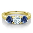 thumbnail image 2 of Gem Stone King 1.95 Ct Sky Blue Aquamarine Blue Created Sapphire 18K Yellow Gold Plated Silver Ring (Size 9), 2 of 4