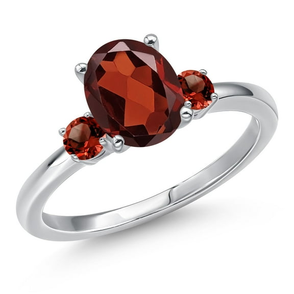 Gem Stone King 14K White Gold Red Garnet Engagement Ring for Women | 2.43 Cttw | Oval 9X7MM | Gemstone January Birthstone | Size 6