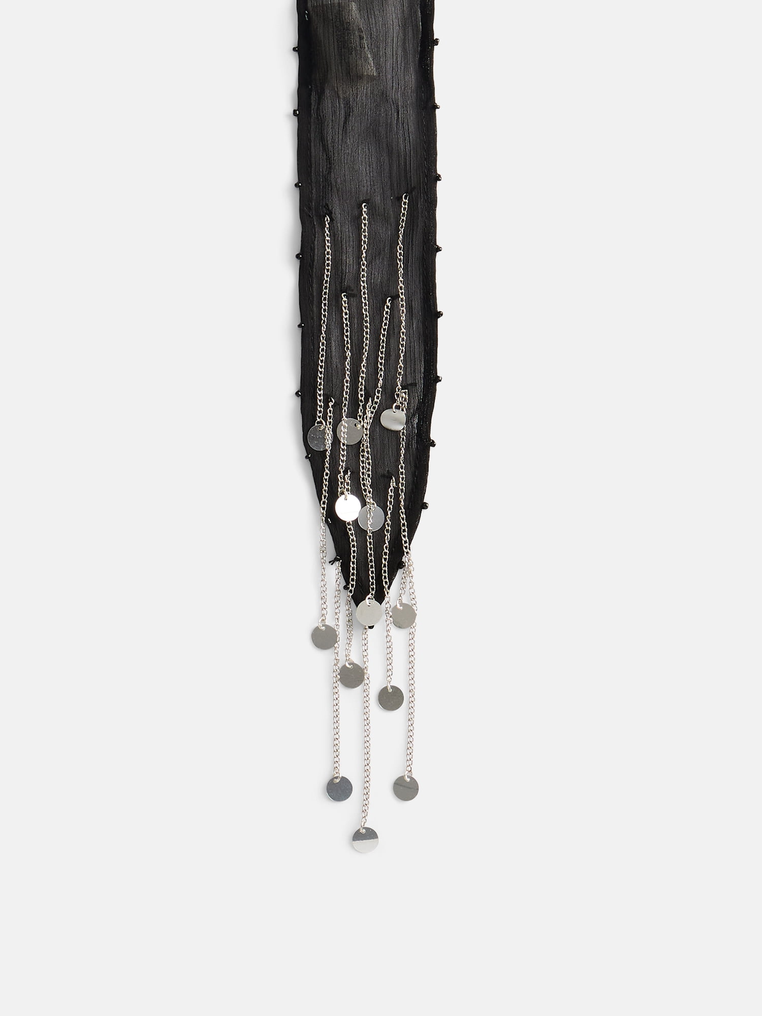 No Boundaries Women's Skinny Scarf, Black Silver