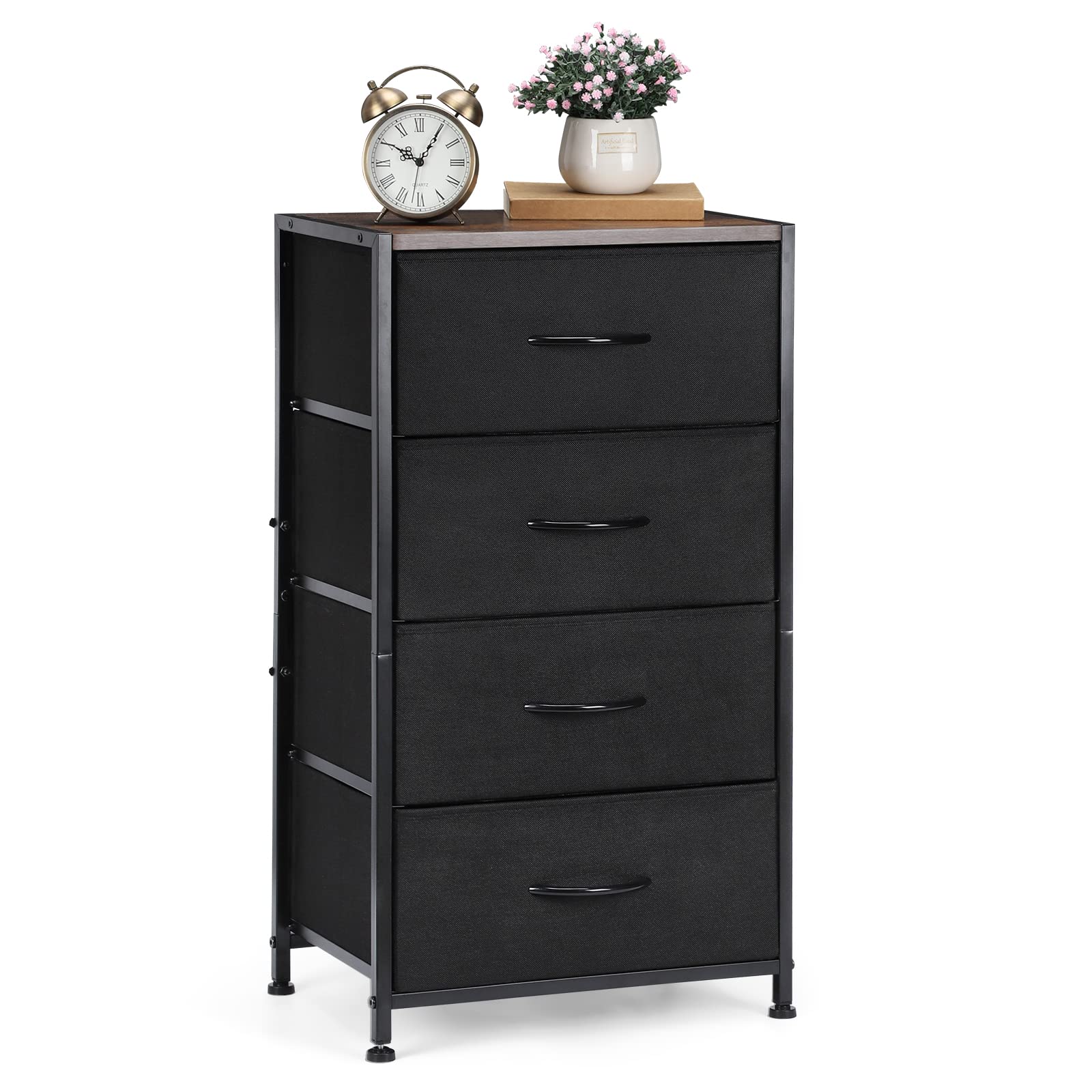 Dresser with 4 Drawers, Fabric Dressers Storage Drawers, for Bedroom
