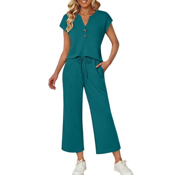 Stamzod Two Piece Sets for Women Summer Fashion Lounge Matching Set Casual Travel Vacation Outfits Mint Green S