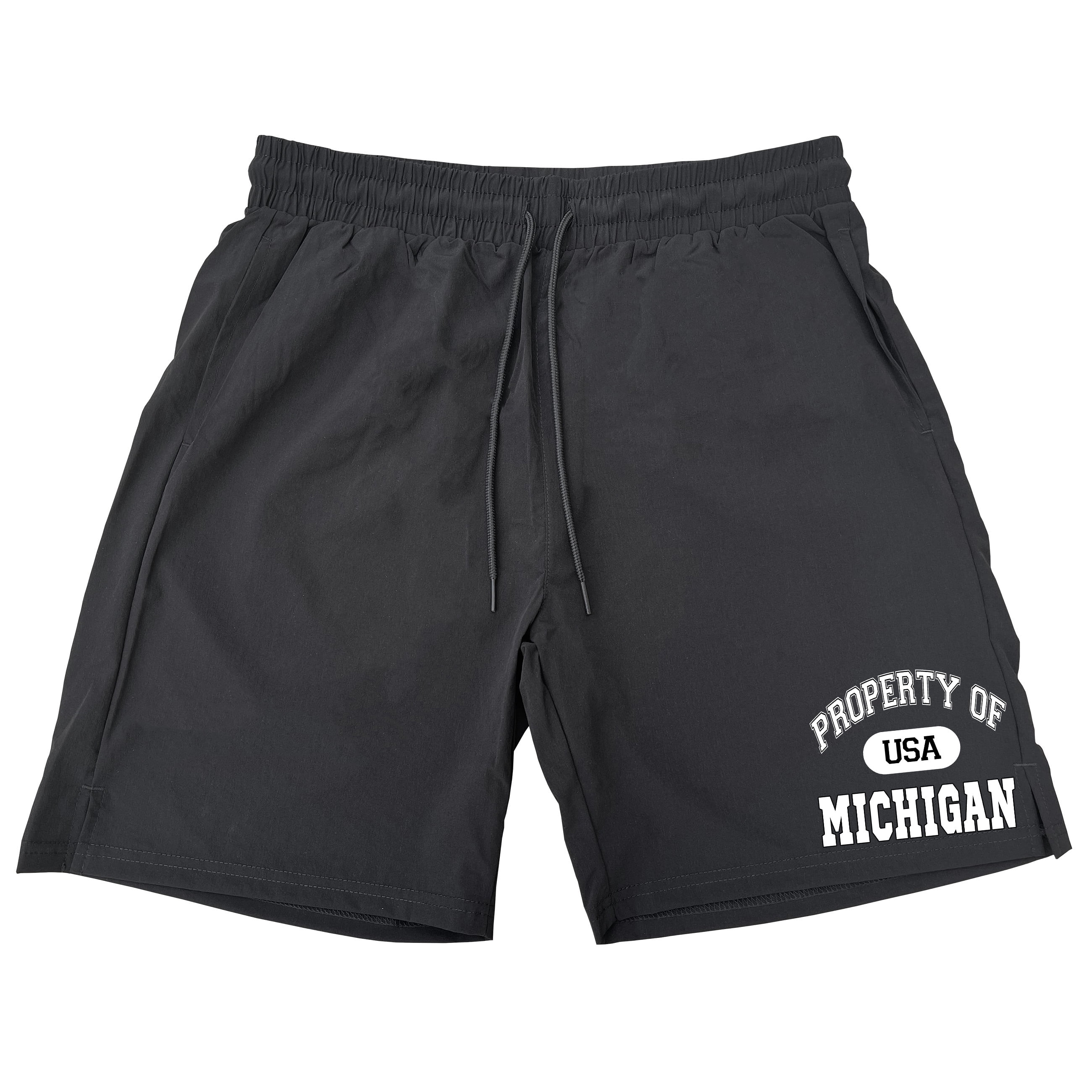 Men's Property Of Michigan USA H962 Black Athletic Nylon Running