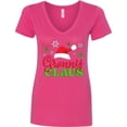 thumbnail image 3 of Inktastic Granny Claus with Christmas Santa Hat and Snowflakes Women's V-Neck T-Shirt, 3 of 5