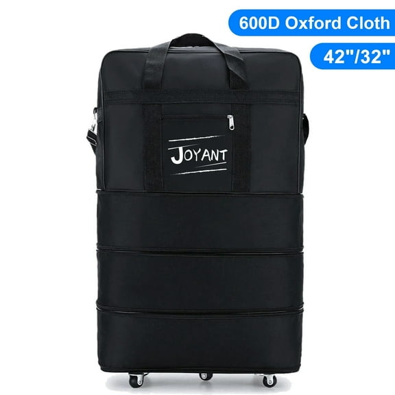 FANOTEK Duffle Luggage Bag, Expandable Rolling Duffle Bag with Universal Wheels, 42" Waterproof Traveling Oxford Suitcase, Black