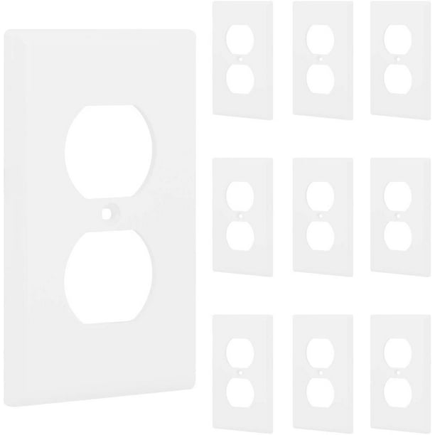 Power Gear Outlet Wall Plate Cover 10 Pack 1 Gang Standard Unbreakable Faceplate 2 75 X 4 5 Screws Included White 51198 Duplex Receptacle Wallplate Walmart Com Walmart Com
