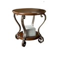 thumbnail image 1 of benjara Table d'Appoint Ronde avec Étagère du Bas et Pieds Incurvés, Marron, 1 of 1