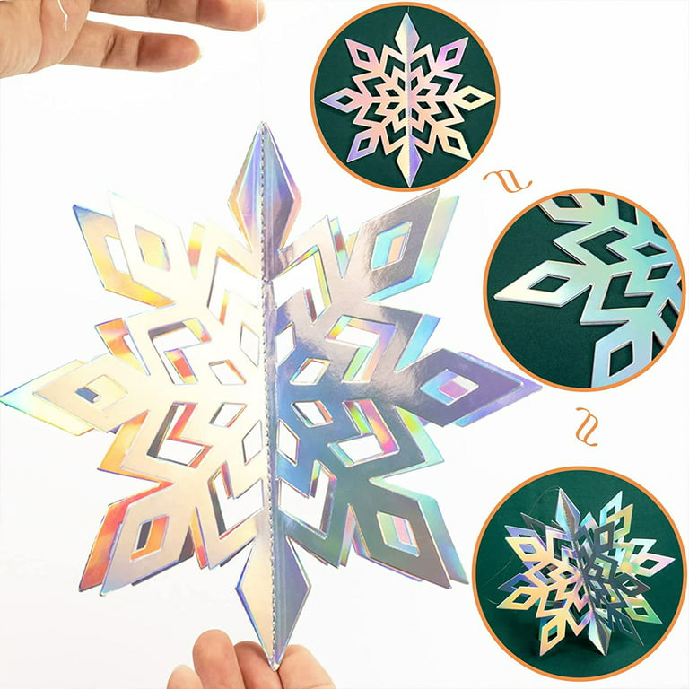 Clearance 52Ft Winter Wonderland Party Decoration Iridescent Snowflake  Garland Holographic Paper Snowflakes Streamer for Winter Onderland  Christmas