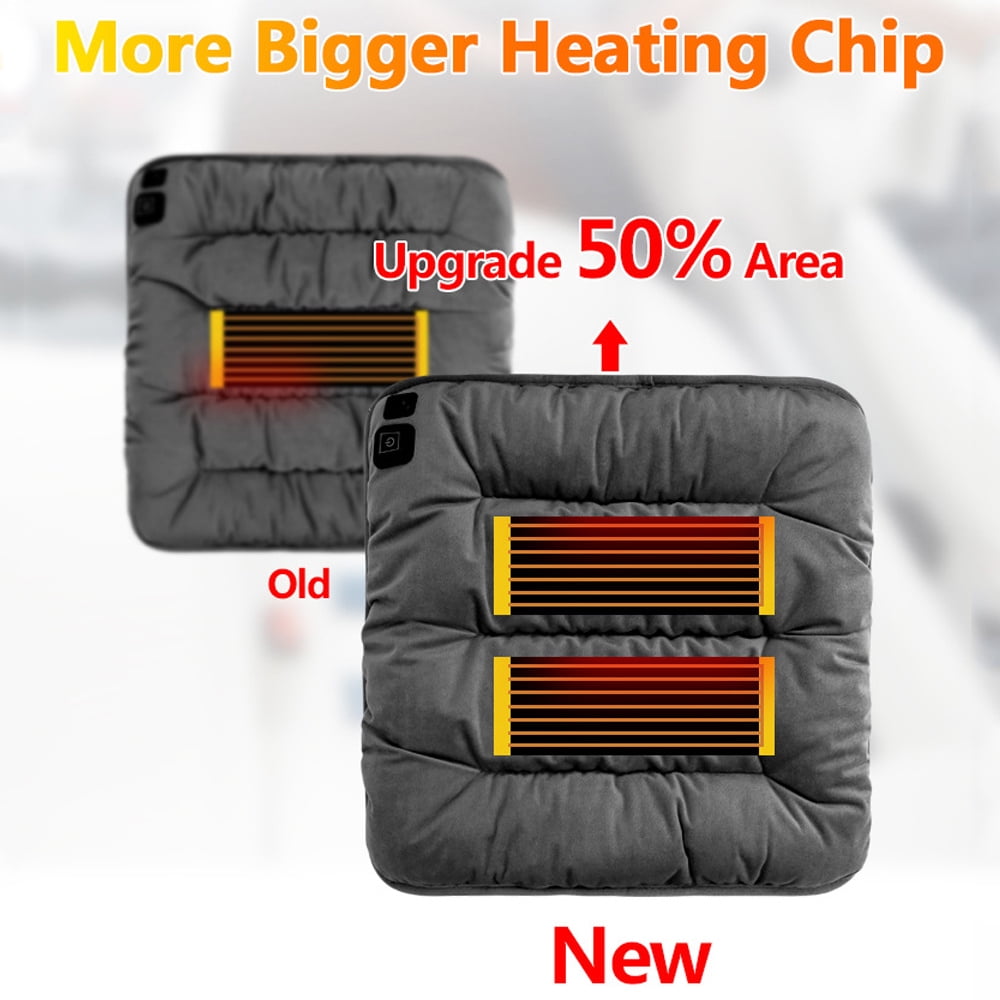 Car Fast Heated Seat Cushion Gray Plush Warmer Pad Covers Temperature  Adjustable