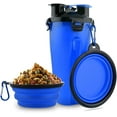 thumbnail image 1 of Botella de agua para perros con 2 cuencos plegables, botella portátil 2 en 1 para agua y comida para perros, gatos y mascotas, botella de viaje para paseos, ejercicio, senderismo y acampada (azul), 1 of 5