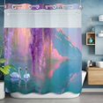 thumbnail image 2 of Swan No Hook Shower Curtain with Snap in Liner Oil Painting Spring Wisteria Gradient Pink Green Lake Waterproof Bathroom Shower Curtain with See Through Top Window for Bathtub 72" x 72", 2 of 9