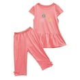 thumbnail image 3 of Piuwrlz Kids Outfit Set for Girls Summer Short Sets Printed Round Neck Tight T-Shirt and Shorts Set Pink Size 3 Years, 3 of 5