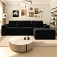 thumbnail image 2 of Aukfa 104" Modular Cloud Sectional Sofa with Right-Facing Chaise, Plush Corduroy Upholstered Deep Seat Couch, No Assembly Required for Living Room/Bedroom/Apartment, Black, 2 of 8