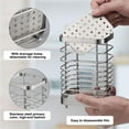 thumbnail image 3 of Soporte para utensilios de cocina a prueba de óxido, escurridor de cubiertos con base de madera de acero inoxidable, escurridor redondo grande para almacenamiento inteligente, organizador de, 3 of 6