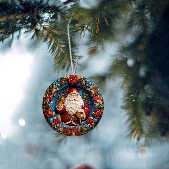 Fllostpr Christmas Decorations, Santa Claus Vintage Christmas Ornaments, Shatterproof Hanging Xmas Tree Ornaments for Holiday Wedding Party Decoration, Christmas Gifts