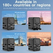 European Travel Plug Adapter USB C, OGEDNAC US to Europe Plug Adapter with 1 Outlets 4 USB Charger, Type C Power Adaptor to Italy Spain France Portugal Iceland Germany, Black