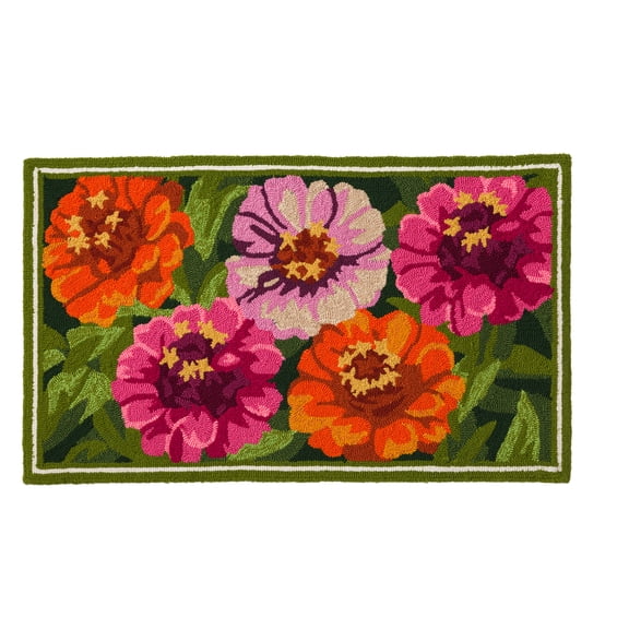 Indoor/Outdoor Hooked Rug, Zinnia 42"x24"