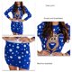 thumbnail image 5 of Vestido ajustado con estampado navideño para mujer, cuello redondo, suave y cómodo, azul M Festive Flair, 5 of 6