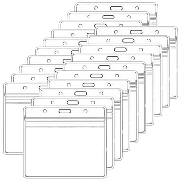 20 Pcs Plastic ID Card Holder Clear Plastic Horizontal Badge Holder, Waterproof Name Tags Badge Holders