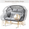 thumbnail image 4 of PARKWELL Wicker 2 Person Glider Egg Chair,Outdoor Patio Lounge Rocking Loveseat for Living Room,550 LBS Capacity,Dark Gray Wicker and Light Gray Cushion, 4 of 11