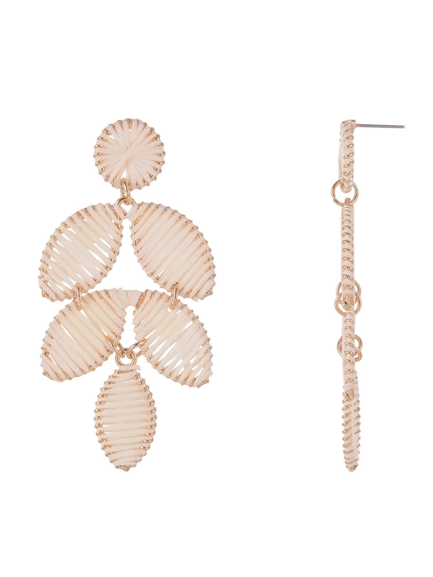 Time and Tru Goldtone Ivory Raffia Leaf Drop Earring