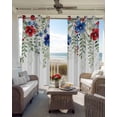 thumbnail image 4 of Patriotic Independence Day Blackout Curtains 72 Inches Long, Red Blue Flowers 2 Panels, Thermal Insulated Room Darkening Drapes with Grommets, 52W x 72L Each Panel, 4 of 9