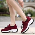 thumbnail image 5 of Women's Knit Slip On Walking Shoes, Lightweight Platform Sneakers with Bungee Laces, 5 of 7