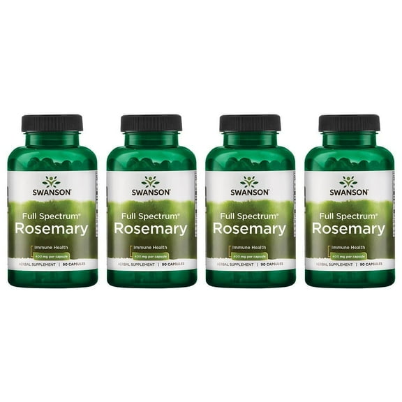 Swanson Full Spectrum Rosemary - Herbal Supplement Promoting Immune Health Support - Natural Formula to Help Defend the Body & Support Overall Wellness - (90 Capsules, 400mg Each) (4 Pack)
