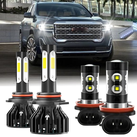 6000K White LED Headlight High/Low Beam   Fog Light Bulbs Kit for GMC Acadia 2013-2019